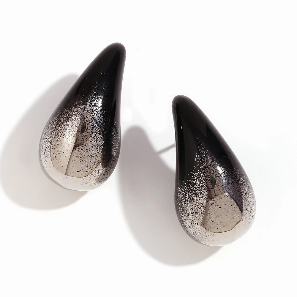 Wholesale Stainless Steel 18K Gold Plated Spray Painted Water Drop Earrings
