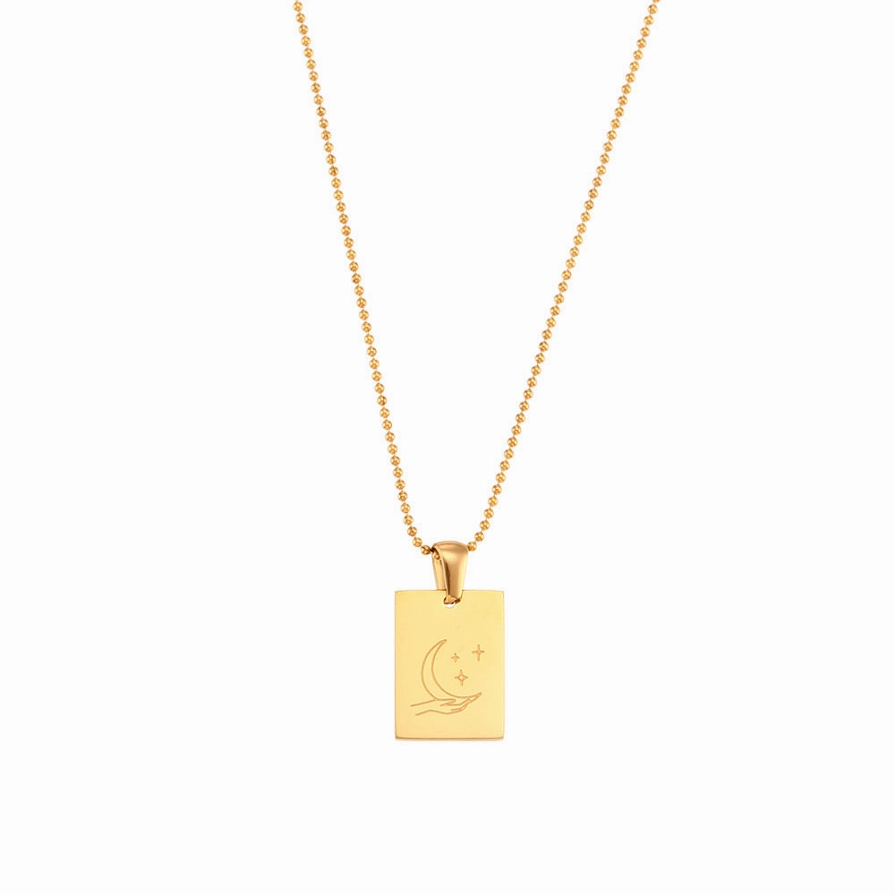 Wholesale Stainless Steel 18K Gold Plated Square Sign Gesture Necklace