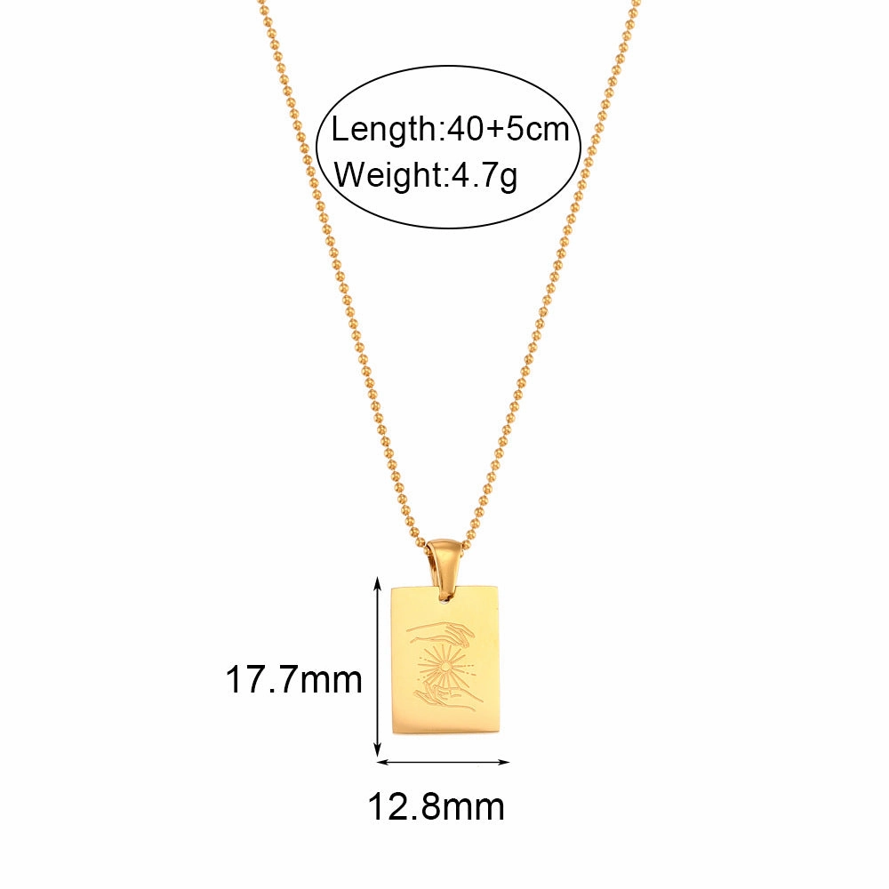 Wholesale Stainless Steel 18K Gold Plated Square Sign Gesture Necklace