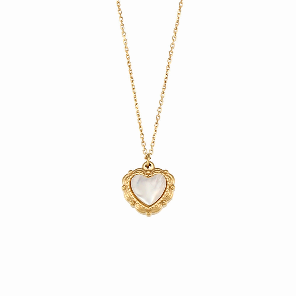 Wholesale Stainless Steel 18K Gold Plated Vintage Shell Love Necklace