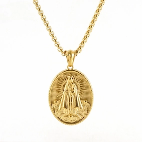 Wholesale Stainless Steel 18K Gold-plated Virgin Mary Vintage Necklace