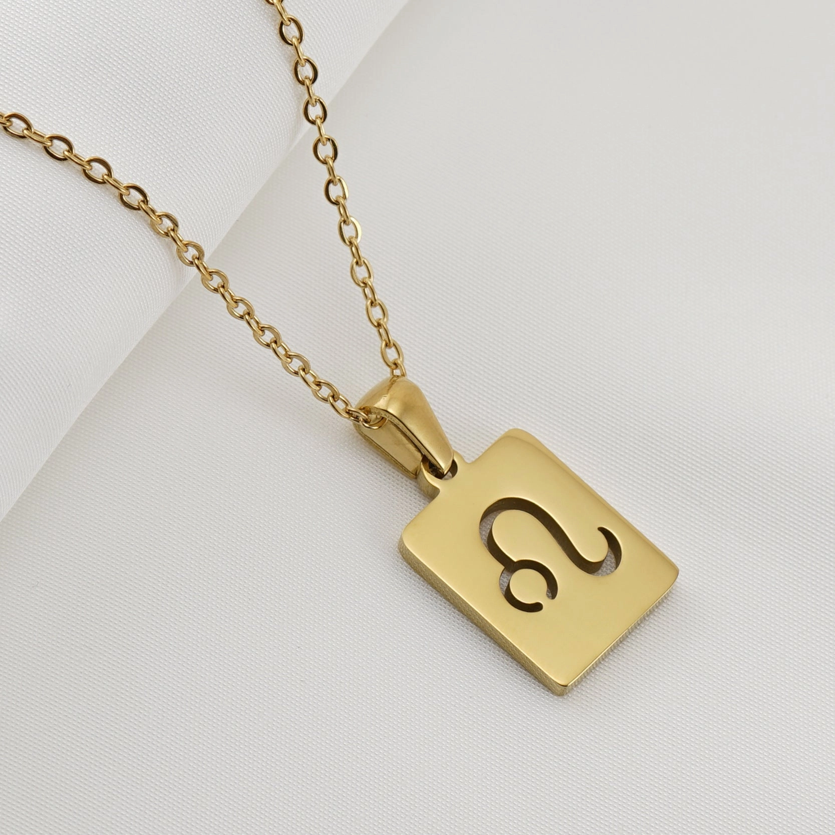 Wholesale Stainless Steel 18K Gold Square Hollow Twelve Constellation Pendants Necklaces