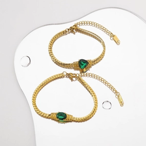 Wholesale Stainless Steel 18K Light Luxury Zircon Retro Bracelet
