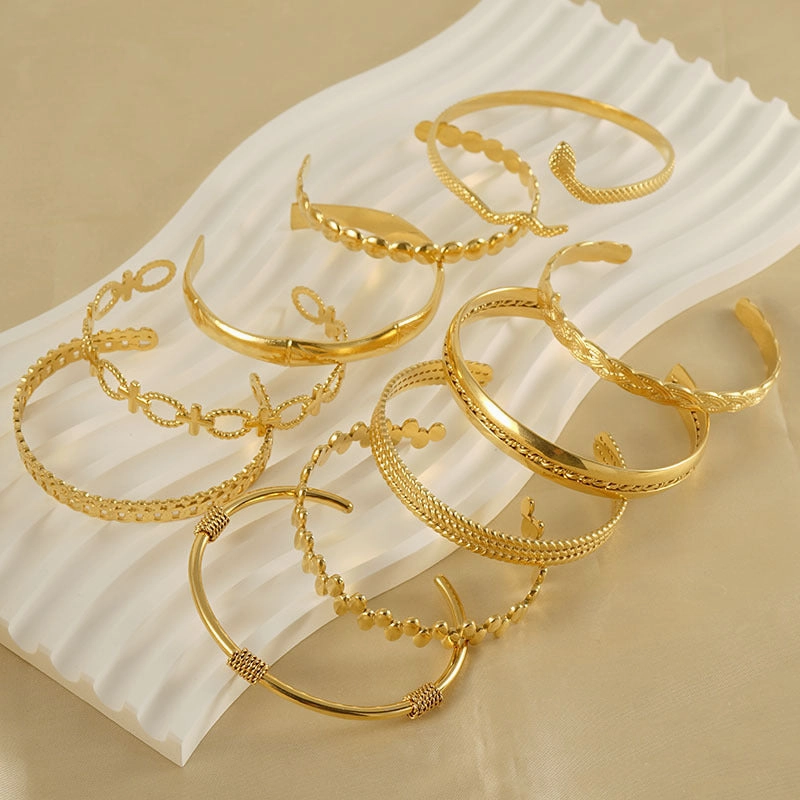 Wholesale Stainless Steel 18K Open Twist Pattern Adjustable Bracelet