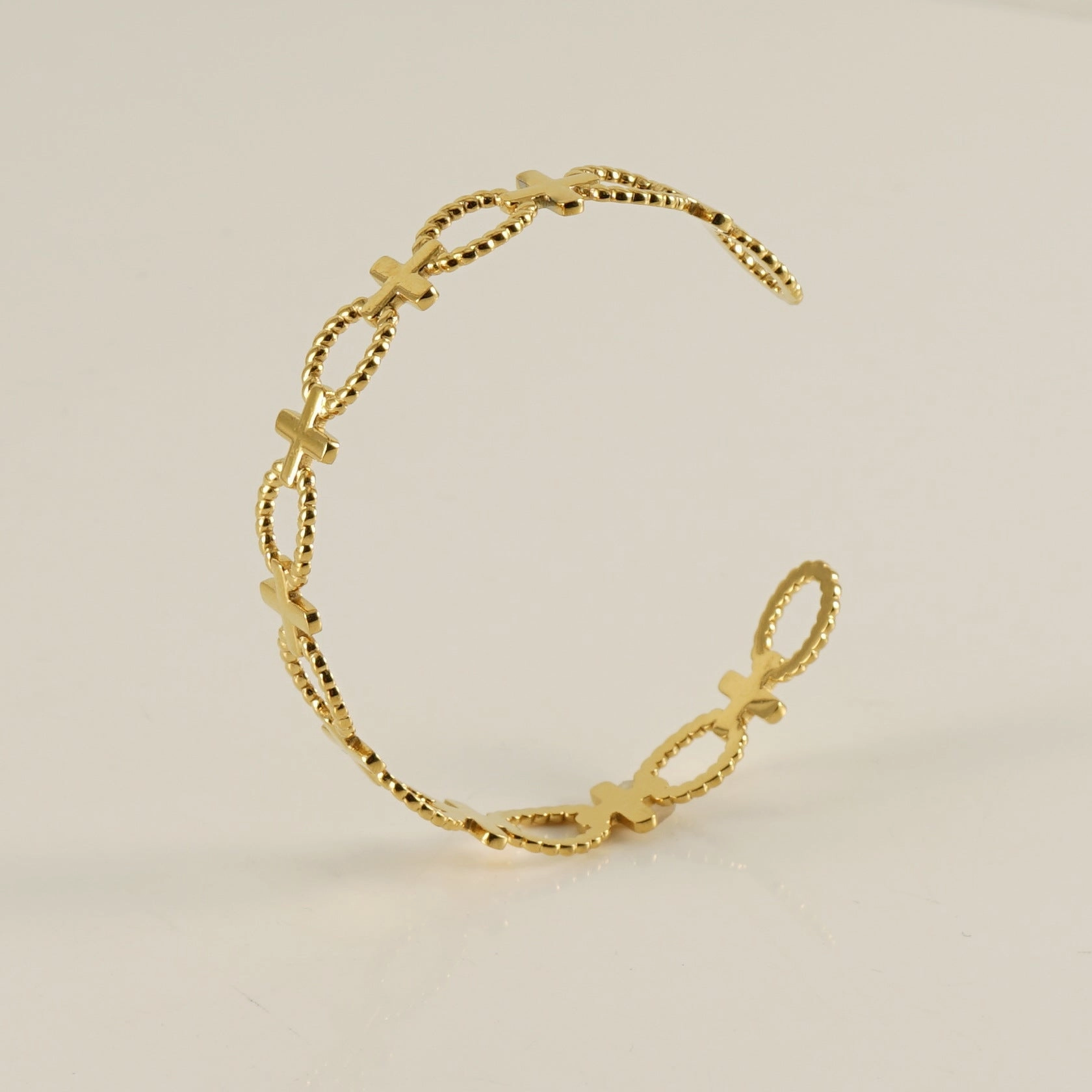 Wholesale Stainless Steel 18K Open Twist Pattern Adjustable Bracelet