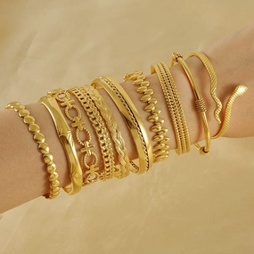 Wholesale Stainless Steel 18K Open Twist Pattern Adjustable Bracelet