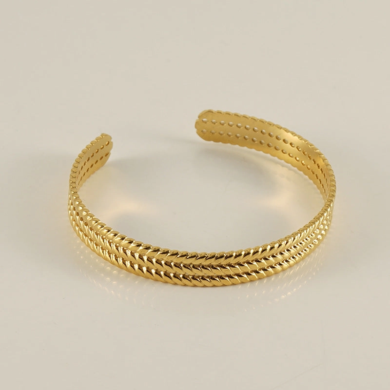Wholesale Stainless Steel 18K Open Twist Pattern Adjustable Bracelet