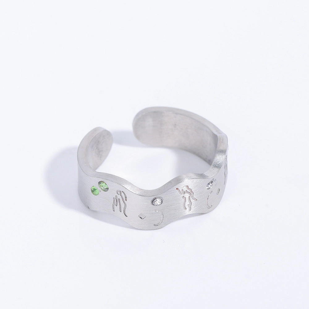 Wholesale Stainless Steel 18K Real Gold Goddess of Wisdom Ring