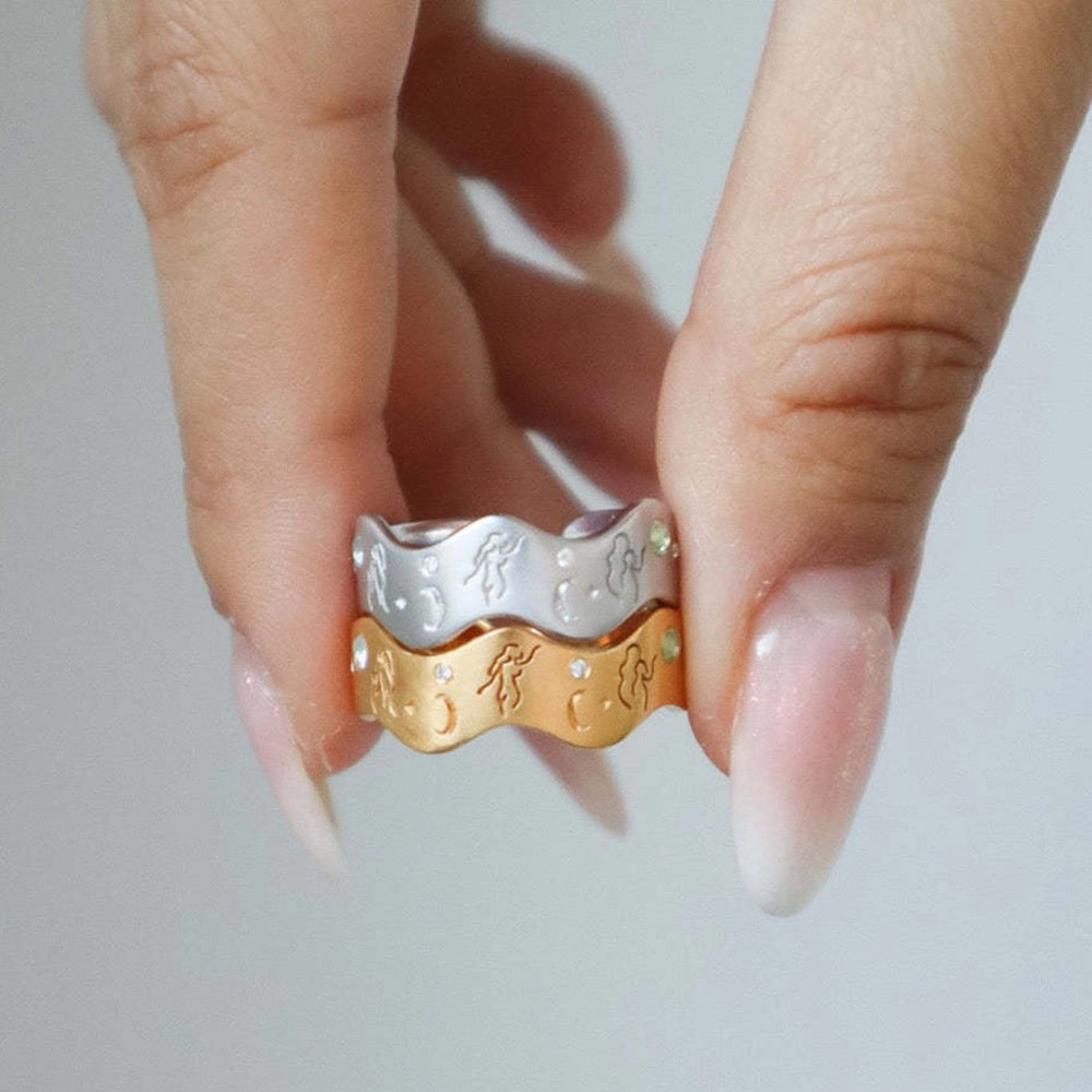 Wholesale Stainless Steel 18K Real Gold Goddess of Wisdom Ring