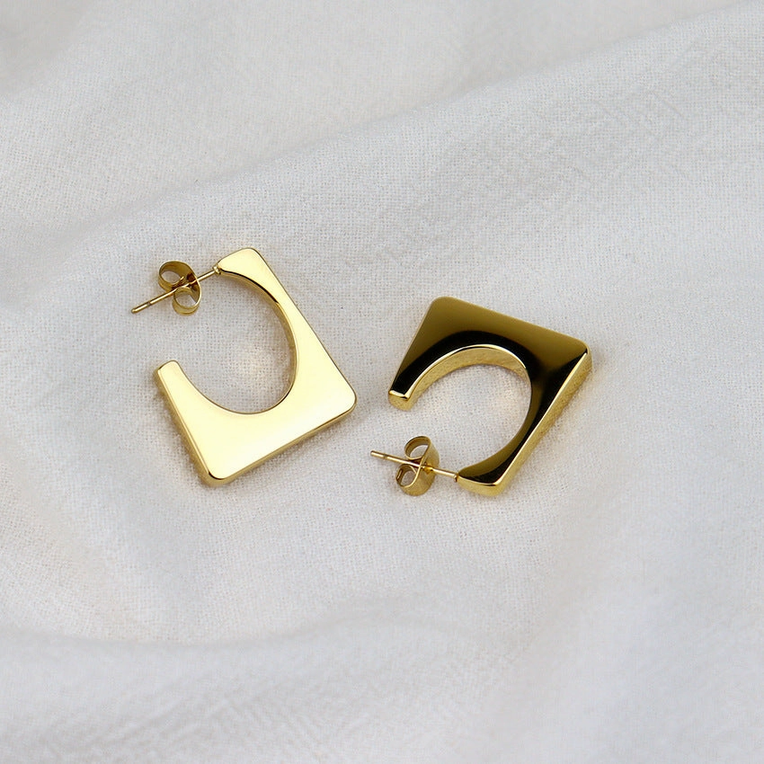 Wholesale Stainless Steel 8K Gold Simple Geometric Small Mini Earrings