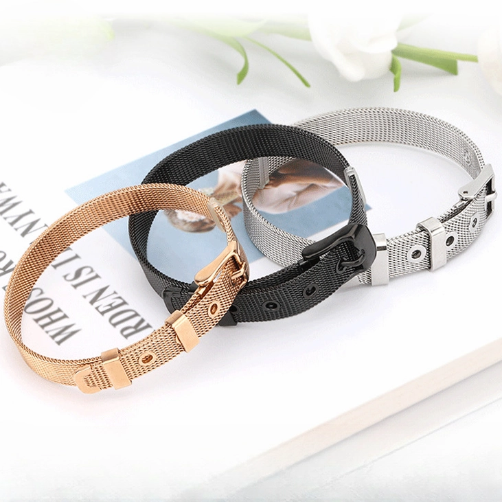 Wholesale Stainless Steel Adjustable Titanium Steel Woven Mesh Belt Bracelet