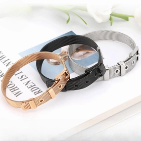 Wholesale Stainless Steel Adjustable Titanium Steel Woven Mesh Belt Bracelet