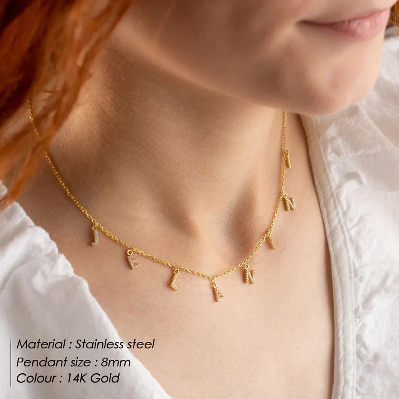 Wholesale Stainless Steel Alphabet Pendant Necklaces