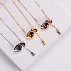 Wholesale Stainless Steel Angel Eyes Necklace