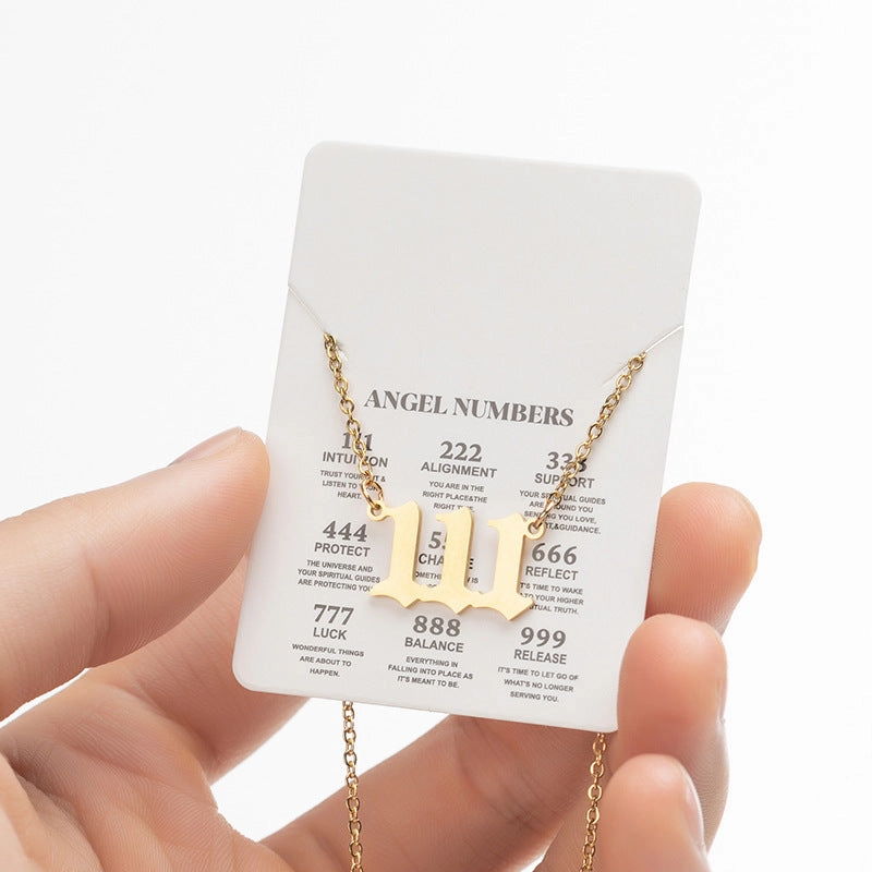 Wholesale Stainless Steel Angel Lucky Number Pendant Necklace