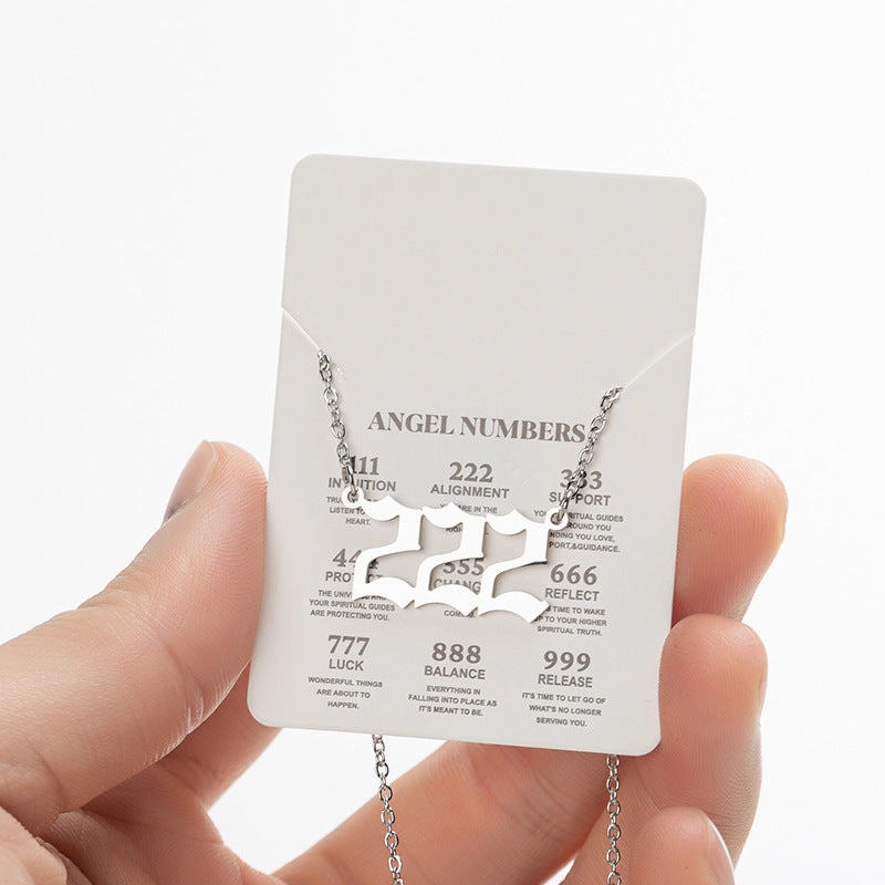 Wholesale Stainless Steel Angel Lucky Number Pendant Necklace