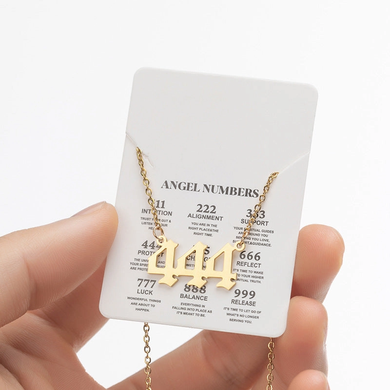 Wholesale Stainless Steel Angel Lucky Number Pendant Necklace