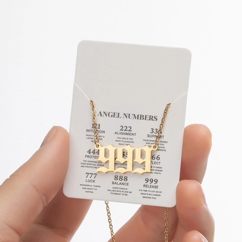Wholesale Stainless Steel Angel Lucky Number Pendant Necklace