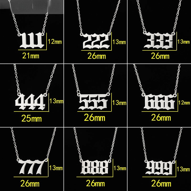 Wholesale Stainless Steel Angel Lucky Number Pendant Necklace