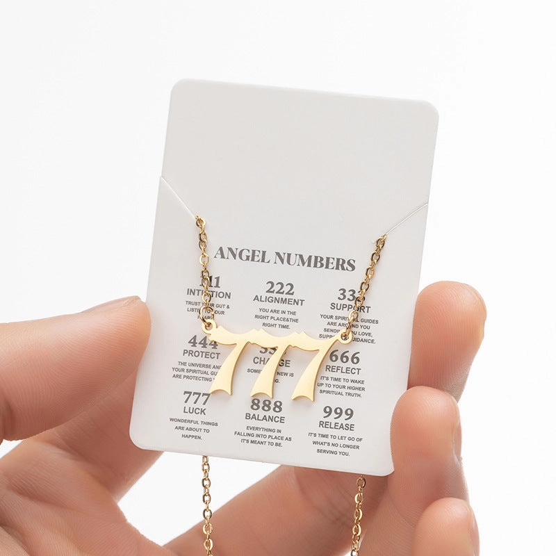Wholesale Stainless Steel Angel Lucky Number Pendant Necklace
