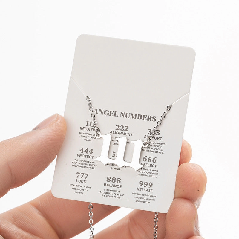 Wholesale Stainless Steel Angel Lucky Number Pendant Necklace