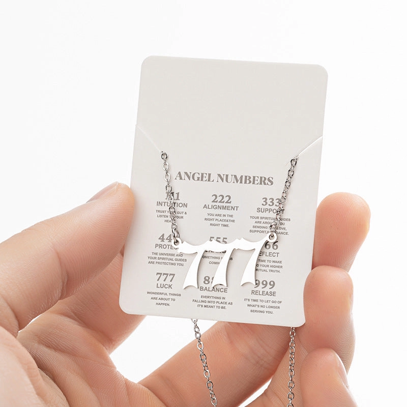 Wholesale Stainless Steel Angel Lucky Number Pendant Necklace