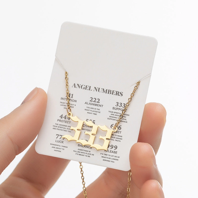 Wholesale Stainless Steel Angel Lucky Number Pendant Necklace