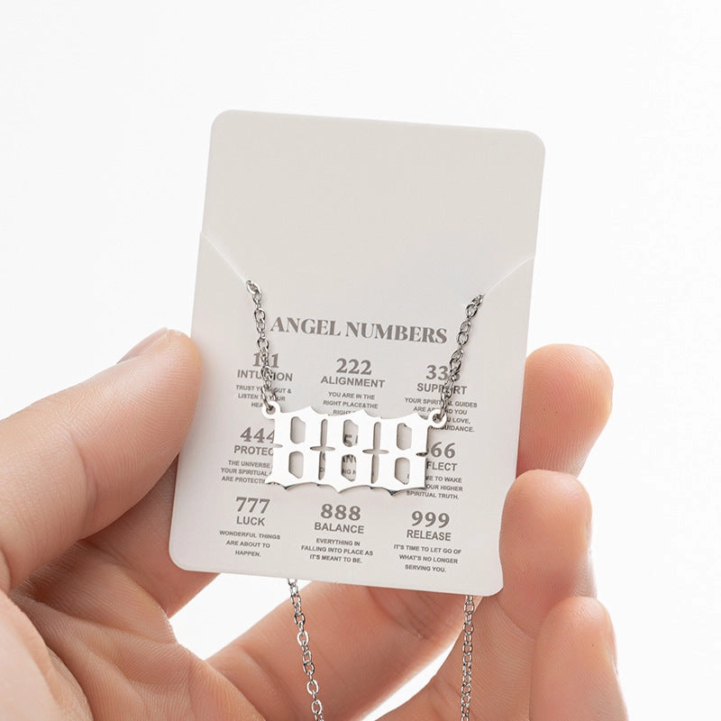 Wholesale Stainless Steel Angel Lucky Number Pendant Necklace