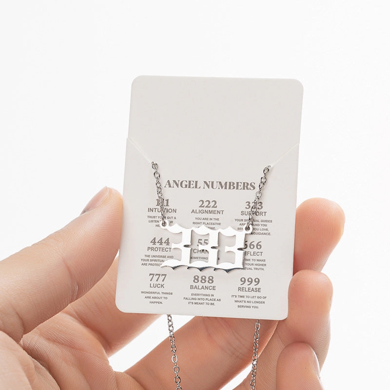 Wholesale Stainless Steel Angel Lucky Number Pendant Necklace