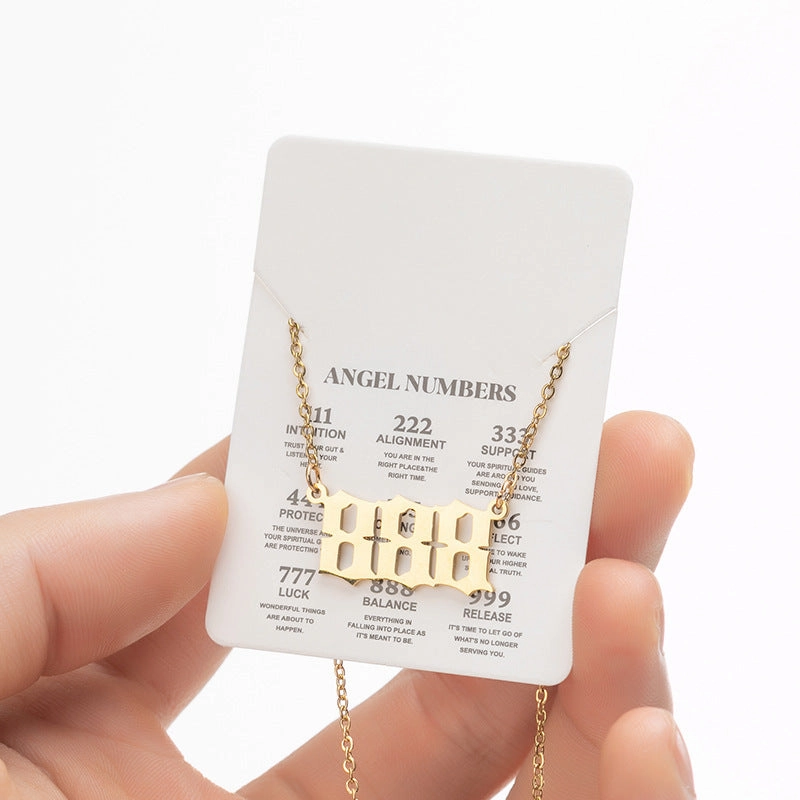Wholesale Stainless Steel Angel Lucky Number Pendant Necklace