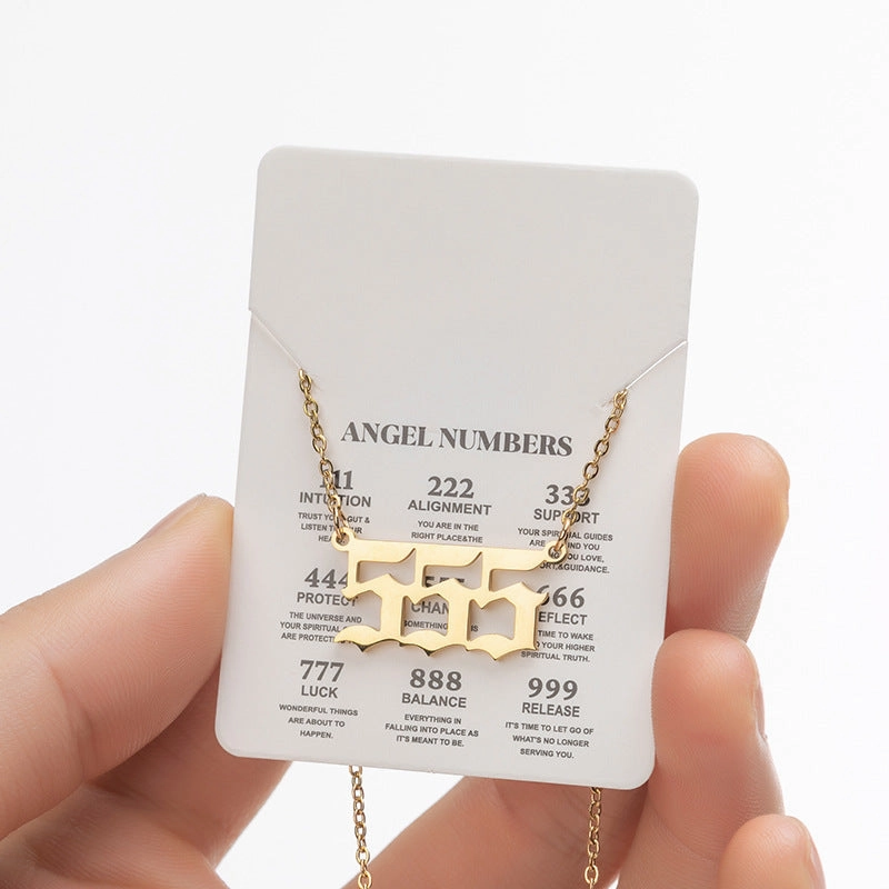 Wholesale Stainless Steel Angel Lucky Number Pendant Necklace