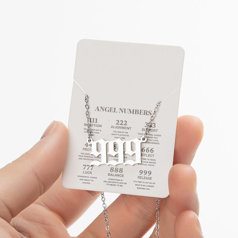 Wholesale Stainless Steel Angel Lucky Number Pendant Necklace