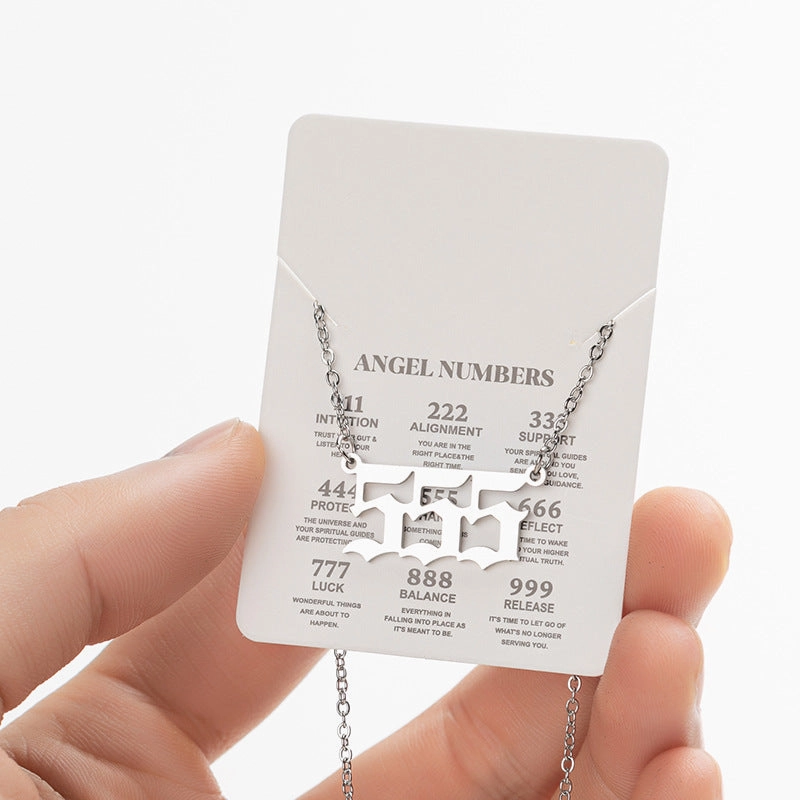 Wholesale Stainless Steel Angel Lucky Number Pendant Necklace
