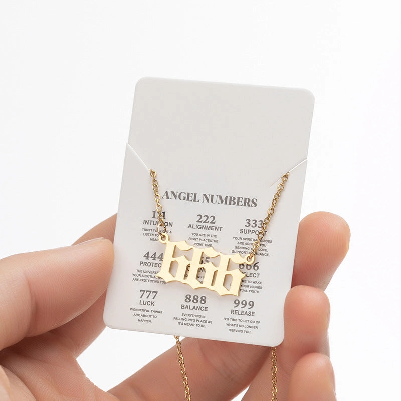 Wholesale Stainless Steel Angel Lucky Number Pendant Necklace