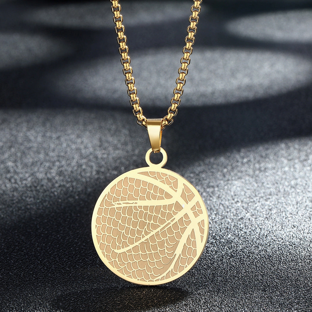 Wholesale Stainless Steel Basketball Pendant Necklace