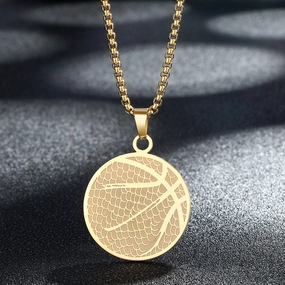 Wholesale Stainless Steel Basketball Pendant Necklace