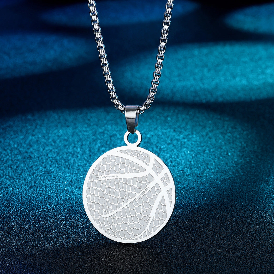 Wholesale Stainless Steel Basketball Pendant Necklace