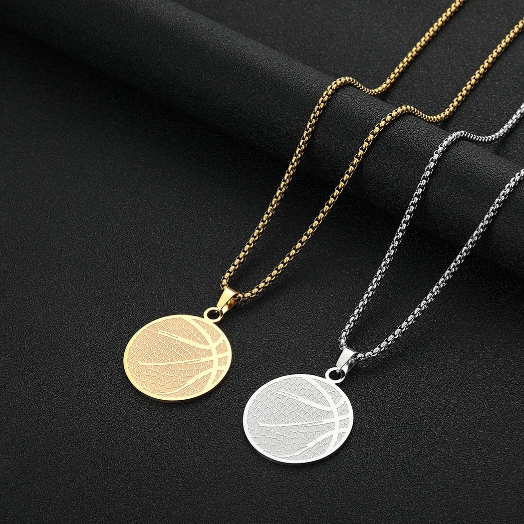 Wholesale Stainless Steel Basketball Pendant Necklace