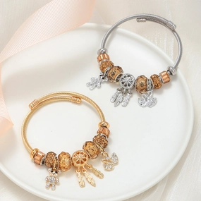 Wholesale Stainless Steel Bear Swan Pendant Gold Bracelet