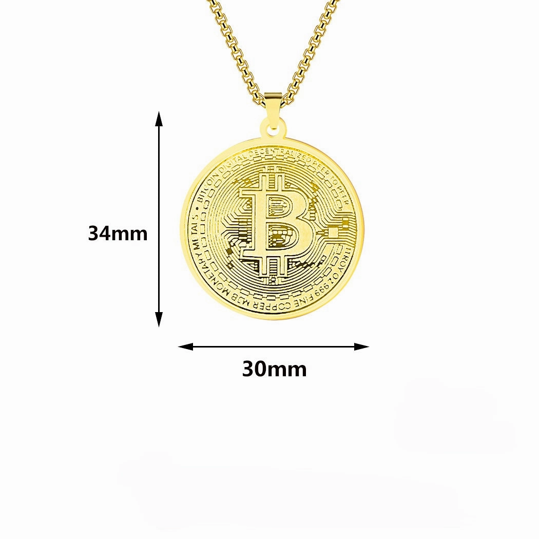 Wholesale Stainless Steel Bitcoin Pendant Necklace