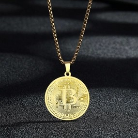 Wholesale Stainless Steel Bitcoin Pendant Necklace