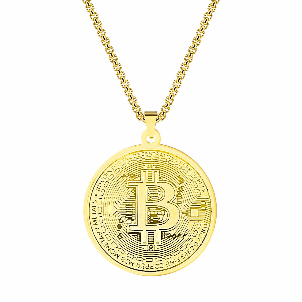 Wholesale Stainless Steel Bitcoin Pendant Necklace