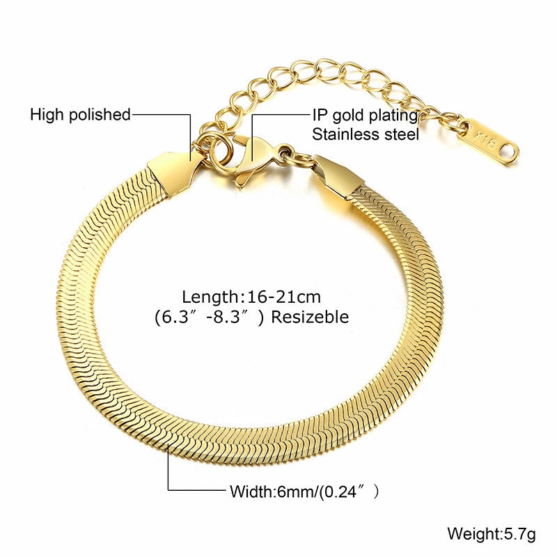 Wholesale Stainless Steel Blade Flat Snake Bracelet