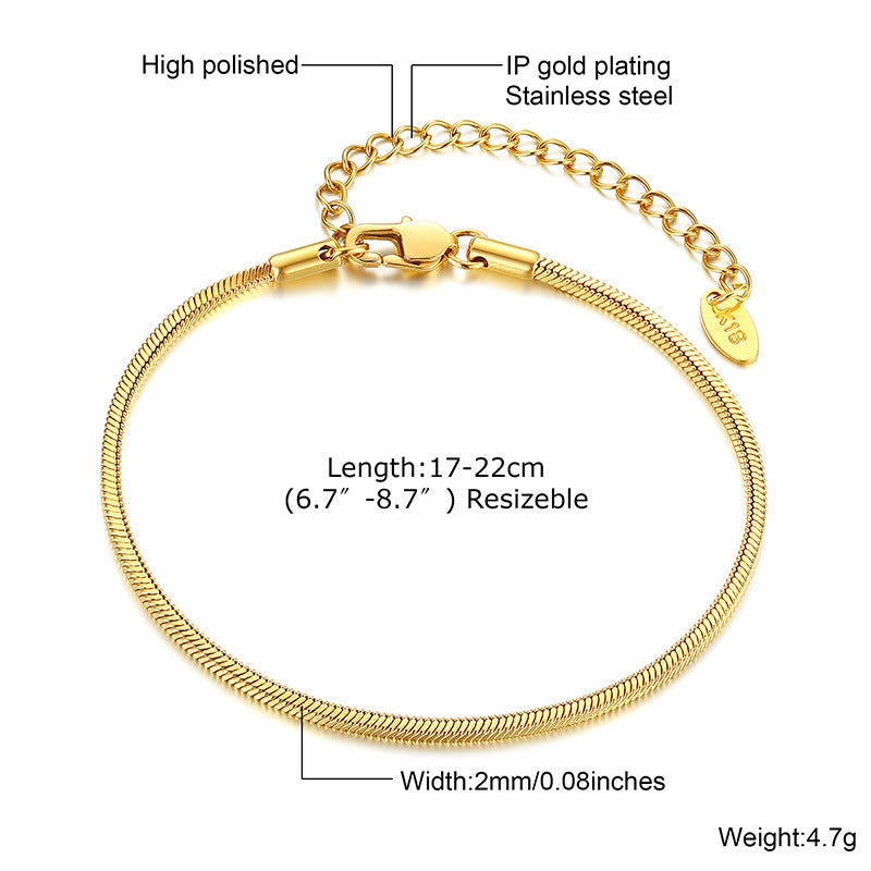 Wholesale Stainless Steel Blade Flat Snake Bracelet