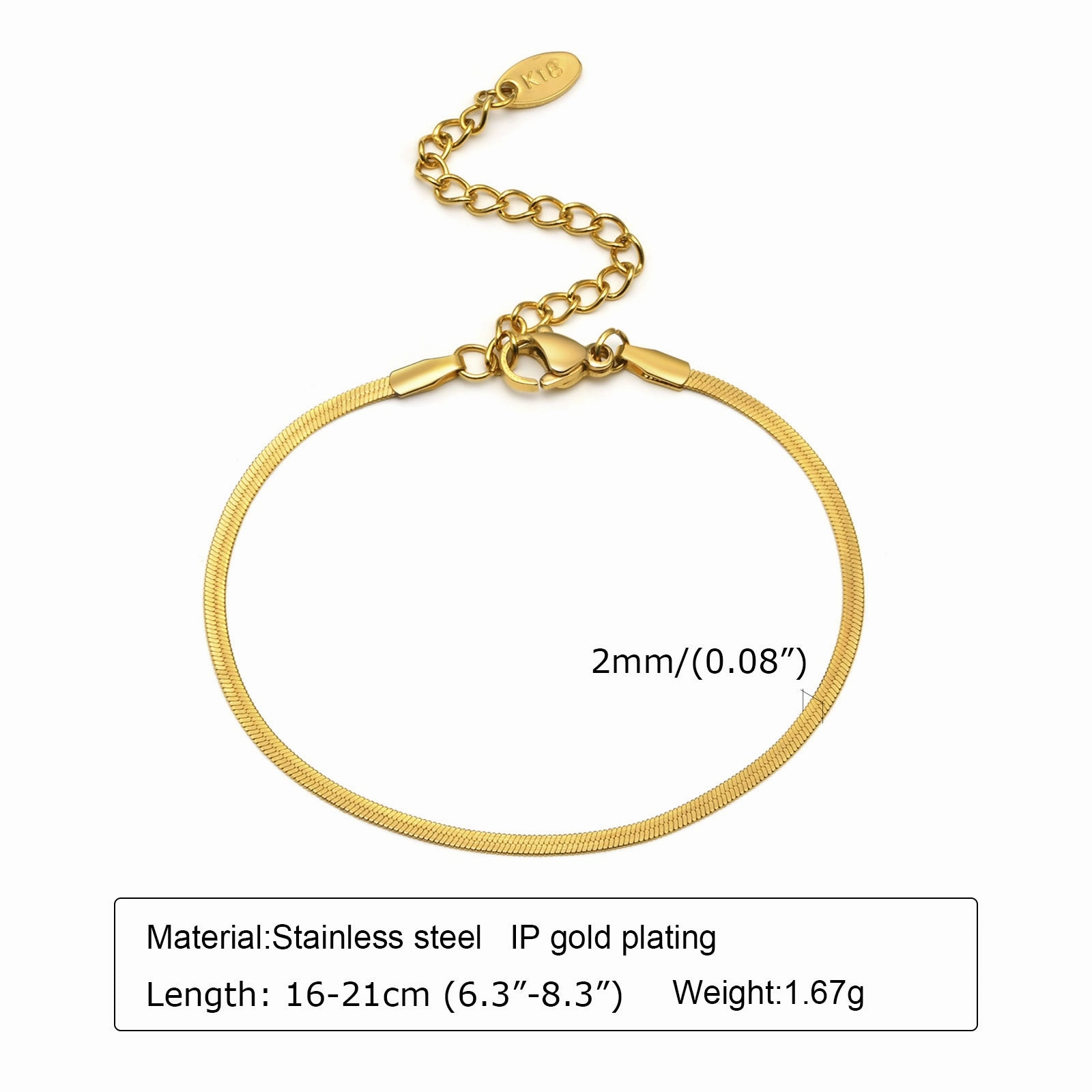 Wholesale Stainless Steel Blade Flat Snake Bracelet