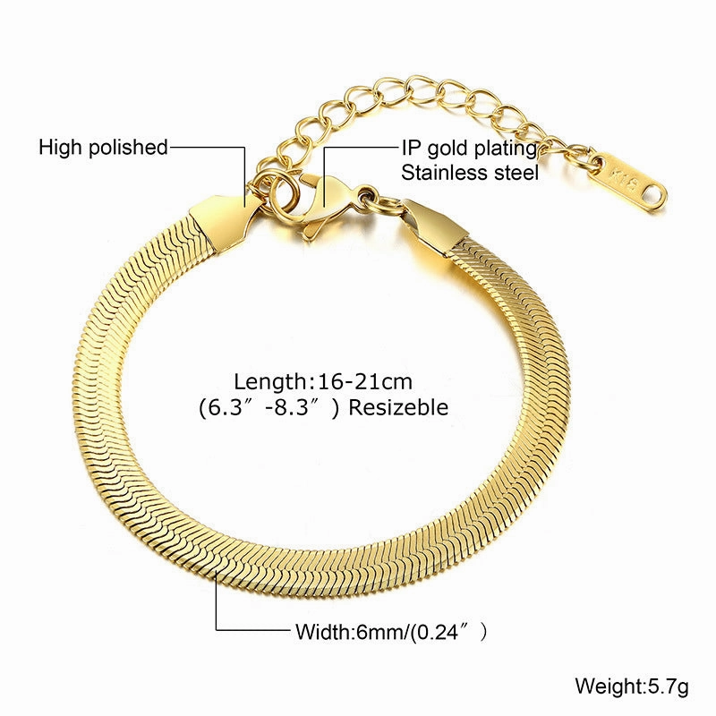 Wholesale Stainless Steel Blade Flat Snake Bracelet
