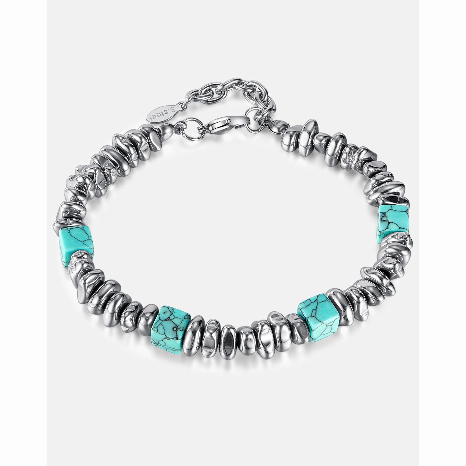 Wholesale Stainless Steel Blue Turquoise Hematite Bracelet