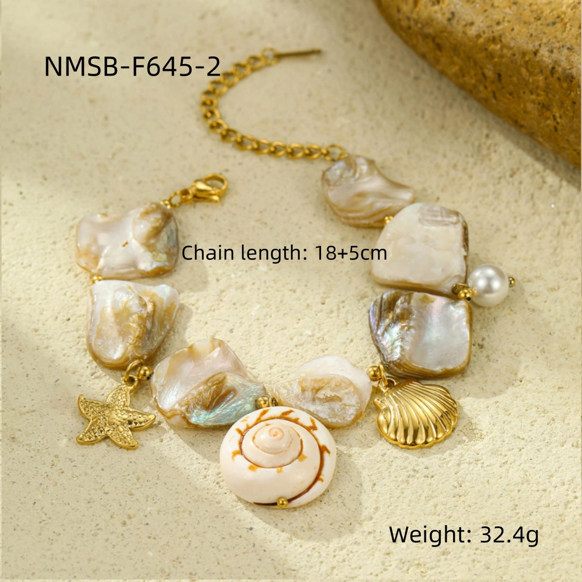 Wholesale Stainless Steel Bracelet Beach Style Shell Pearl Bracelet