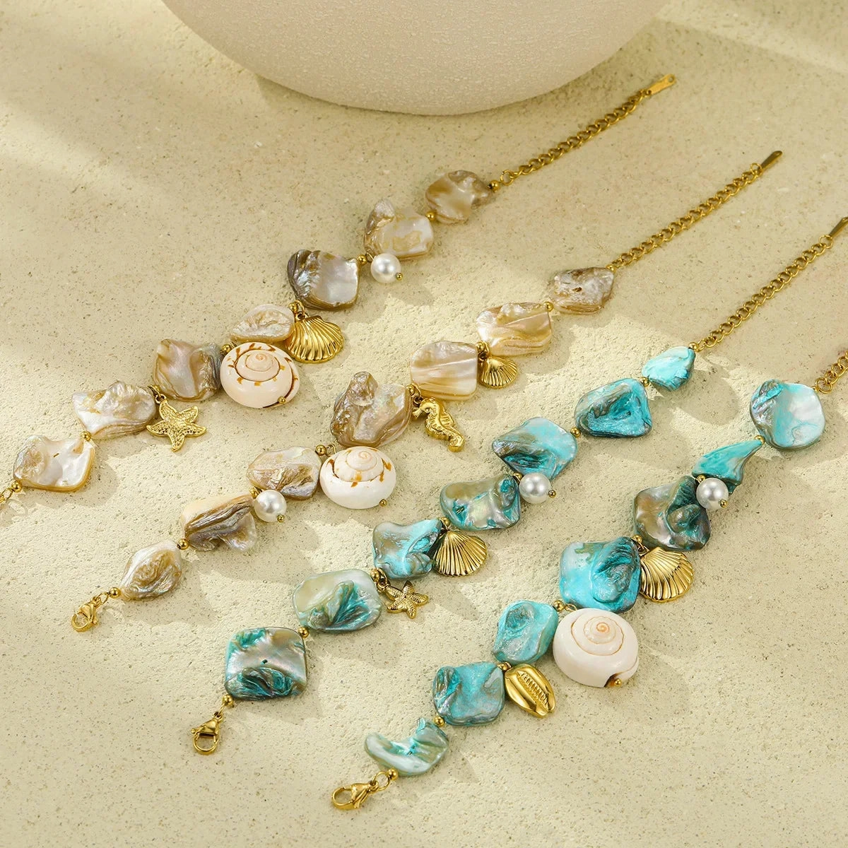 Wholesale Stainless Steel Bracelet Beach Style Shell Pearl Bracelet