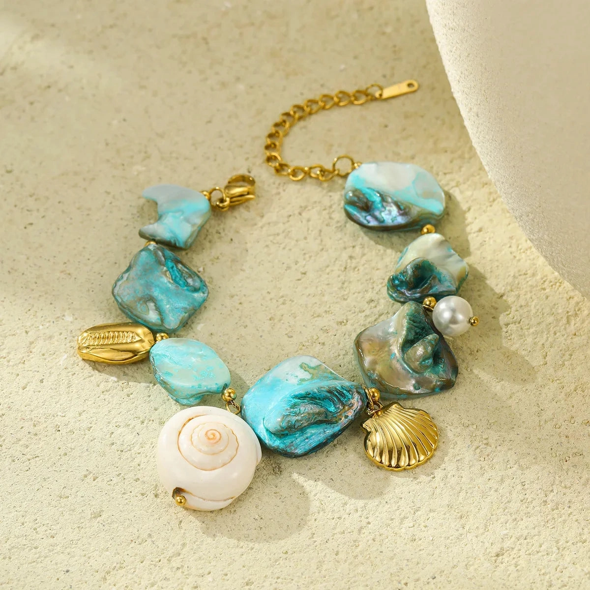 Wholesale Stainless Steel Bracelet Beach Style Shell Pearl Bracelet